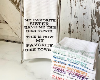 Funny Sister Waffle Weave Kitchen Towel: Microfiber Tea Towel