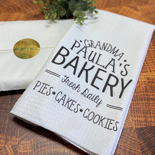 Grandma's Bakery Microfiber Dish Towel: Personalized Grandmother Gift