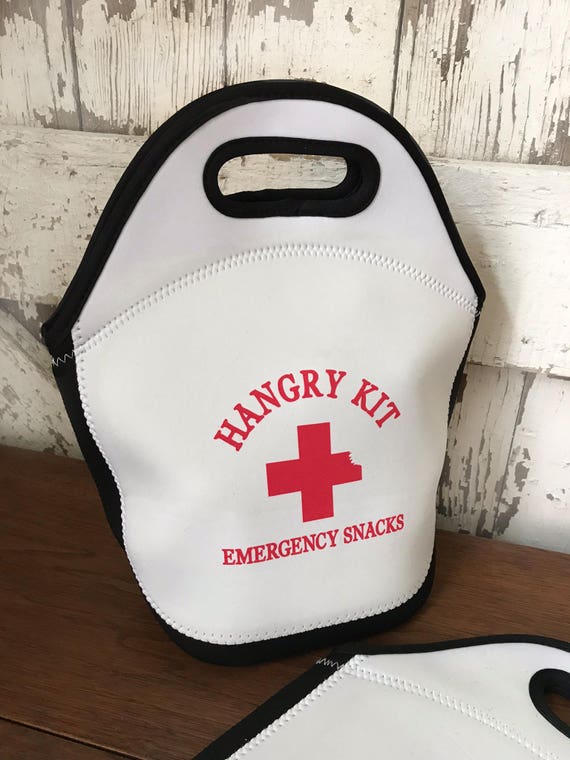 Hangry Kit Emergency Snacks Lunch Tote Personalized Lunch Bag hangry  Friend/coworker Gift Idea Funny Lunchbag Neoprene Lunch Box/bag 