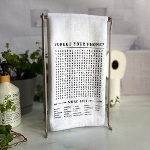 Forgot Your Phone Crossword Puzzle Hand Towel - Funny Handtowel- Bathroom Humor Decor