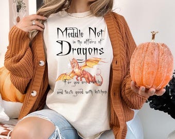 Dragon Graphic T-Shirt: Funny Fantasy Tee - 'Crunchy and Good with Ketchup'