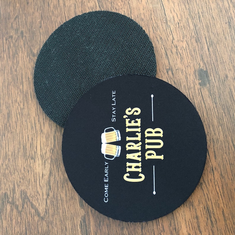 Personalized Pub Coasters Set of 2 3.5 Inch Round Rubber Etsy
