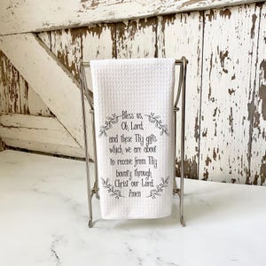 Thanksgiving Microfiber Dish Towel: &quot;Bless Us, Oh Lord&quot; Autumn Decor