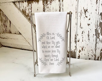 Thanksgiving Microfiber Dish Towel: "Bless Us, Oh Lord" Autumn Decor