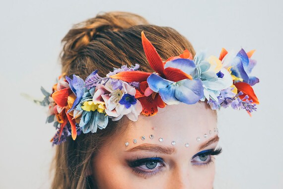 Hawaii Flowercrown Frida Kahlo Inspired Floral Headpiece Wedding Hair Accessories Headband Bridal Headpiece