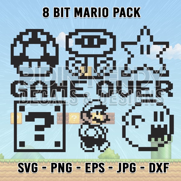 Super Mario 8 Bit Icons Digital Download Pack