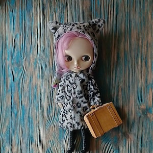 Outfit for Blythe Set Snow leopard hat and coat for Blythe Hat for blythe Animal hat blythe Clothes for Blythe doll Cap for doll