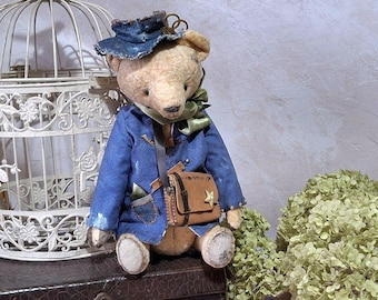 Vintage bear Homeless style Antique teddy Antique toys Plush teddy bear Stuffed teddy bear Attic toy Gift for her Collectible toy Gift