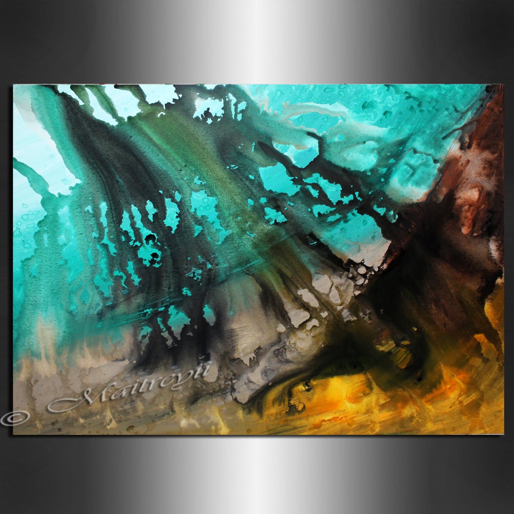 ORIGINAL ABSTRACT PAINTING Turquoise Artwork on Canvas Oil Etsy