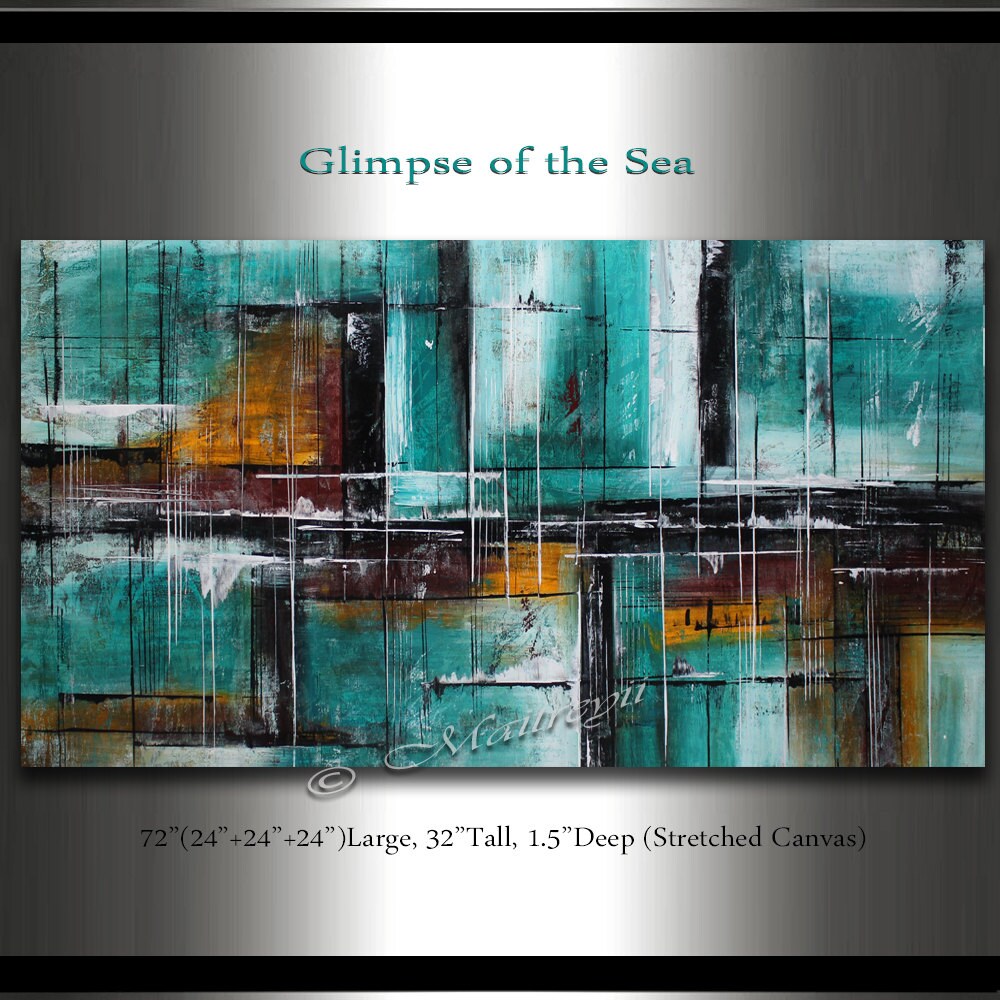 Abstract art 72 Large Wall Art Teal Turquoise Brown Etsy
