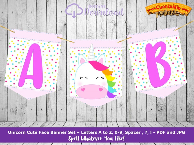 printable unicorn banner letters a z numbers 0 9 unicorn etsy