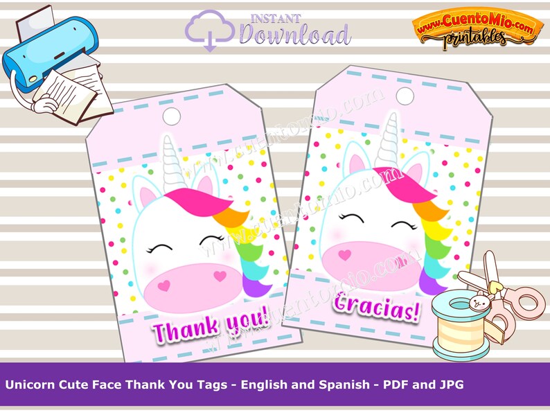 printable unicorn thank you tags unicorn party decor