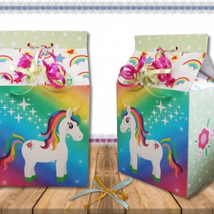 Printable Candy Box Pink Unicorn Treat Boxes DIY Rainbow Unicorn Party Box Instant Download Printable Unicorn Boxes