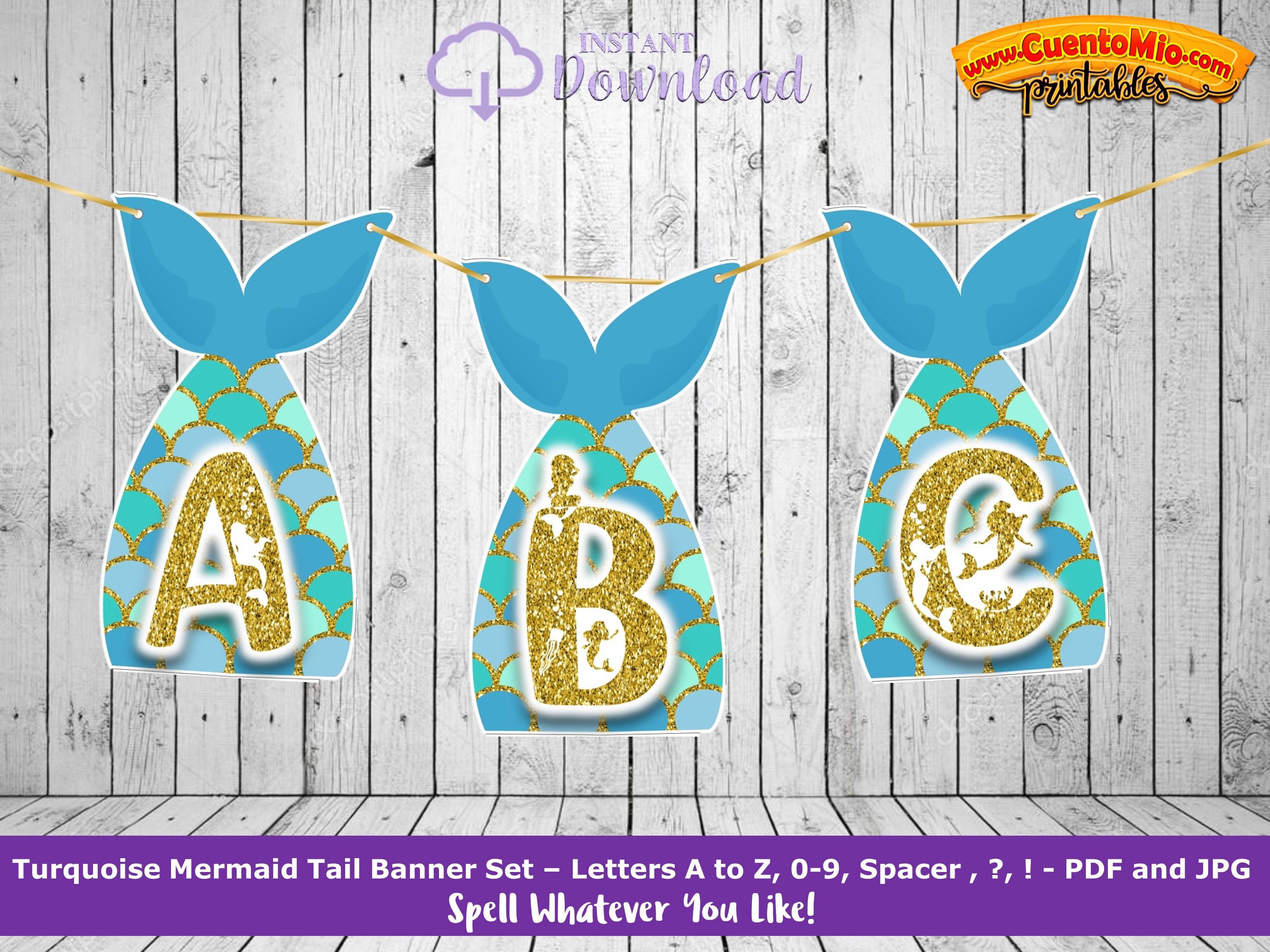 Mermaid Tail Banner Bundle Complete sets of 6 colors Letters | Etsy