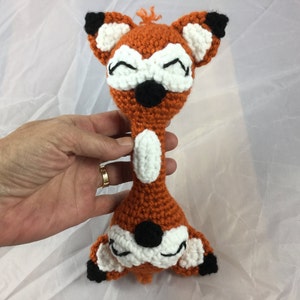 Red Fox double sided baby rattle crochet tutorial crochet fox toy amigurumi fox toy for kids crochet pattern instant download pdf image 1