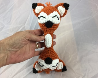 Red Fox double sided baby rattle crochet tutorial - crochet fox toy - amigurumi fox - toy for kids - crochet pattern - instant download pdf