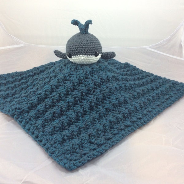 Whale Lovey/Security Blanket - PDF crochet pattern - Blankie baby blanket - amigurumi whale - Whale and blanket tutorial - instant download