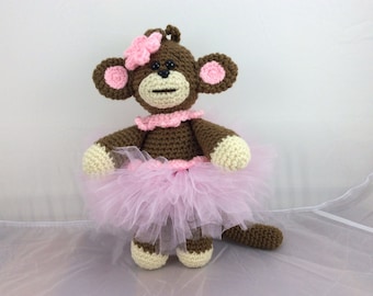 crochet girl monkey pattern - dancing ballerina tutorial - monkey pattern - amigurumi pattern - kawaii - crochet monkey with tutu - pdf