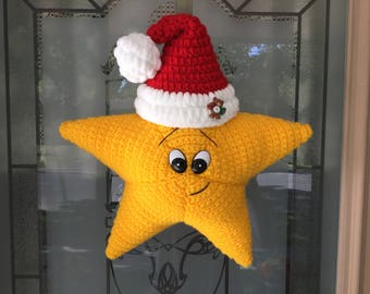 Christmas Star Door Hanger or Pillow Pattern - Christmas decoration - home decor - Amigurumi star - instant download Pdf - holiday accessory