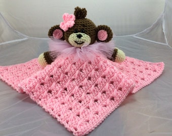 Monkey Lovey or Security Blanket - PDF crochet pattern - Monkey tutorial - Baby Blankie turorial - Ballerina Monkey - Pink Monkey binky