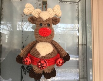 Reindeer Door Hanger Crochet Pattern Tutorial -  Amigurumi  Rudolph - Plush Deer - Holiday Decor - Instant Download PDF Pattern