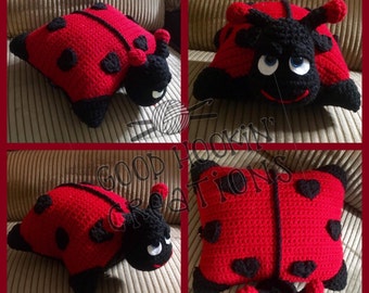 Ladybug Pillow Pal crochet tutorial - Ladybug toy - Childs Pillow - Ladybird pattern - decorative pillow - instant download pdf tutorial