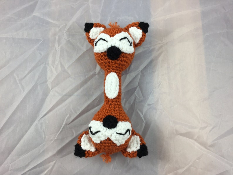 Red Fox double sided baby rattle crochet tutorial crochet fox toy amigurumi fox toy for kids crochet pattern instant download pdf image 5