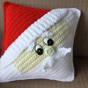 Decorative Santa Pillow Crochet Tutorial - Pere Noel Pattern - Crochet Cushion - Instant Download PDF - Santa Claus Christmas Decor