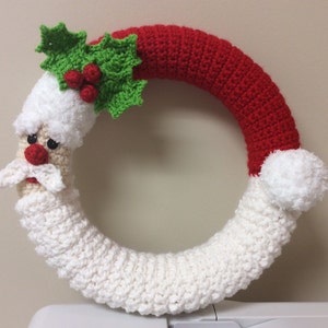 Crochet Santa Wreath Tutorial Santa Decoration Winter Wreath crochet pattern pdf image 1