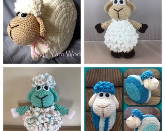 Amigurumi sheep - crochet patterns - lamb pillow - lamb toy - combo pattern - pdf tutorials - sheep softie - crochet toys - crochet tutorial