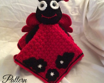 Ladybug Lovey Security Blanket , Crochet Pattern , lovey blanket , huggy buddy , tutorial , instant download pdf pattern
