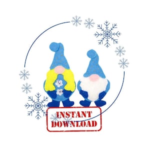 Felt gnome people ornaments - Christmas decoration - PDF for hand sewn ornament - felt sewing pattern - whimsical gnome patterns