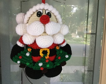 Santa Door Hanger crochet Pattern Tutorial - Amigurumi Santa - Plush Pere Noel - Holiday Decor - Instant Download PDF Pattern