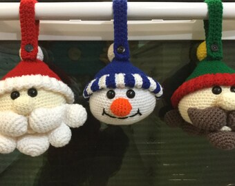 Grillige kersthangers - Kerstman - Elf - Sneeuwpop - haakpatroon - instant download tutorial pdf - woondecoratie - DIY