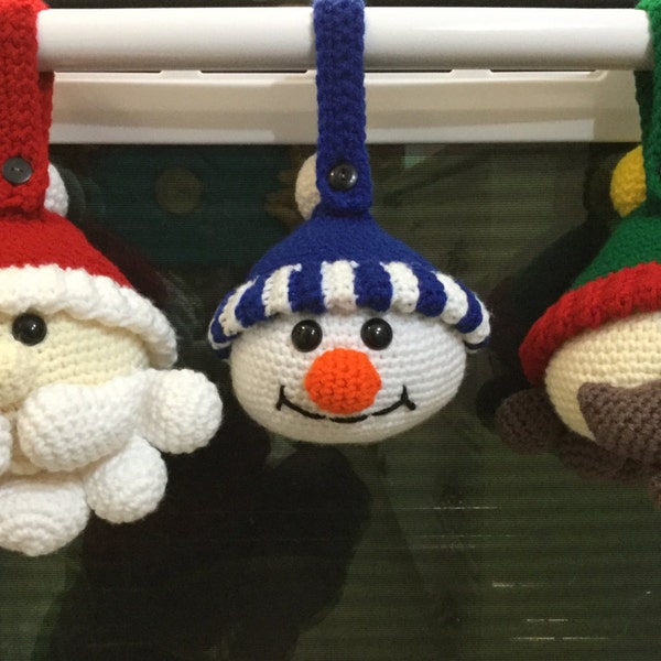 Whimsical Christmas Hangers - Santa - Elf - Snowman - crochet pattern - instant download tutorial pdf - home decor - DIY