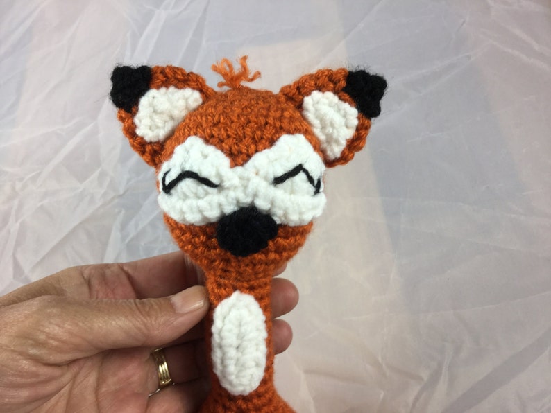 Red Fox double sided baby rattle crochet tutorial crochet fox toy amigurumi fox toy for kids crochet pattern instant download pdf image 2