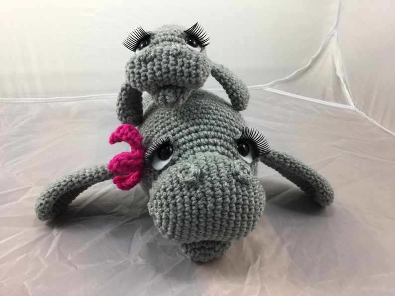 Mama and Baby Manatee crochet tutorial teddy bear of the sea dugong amigurumi pattern sea creature seacow instant download pdf image 3