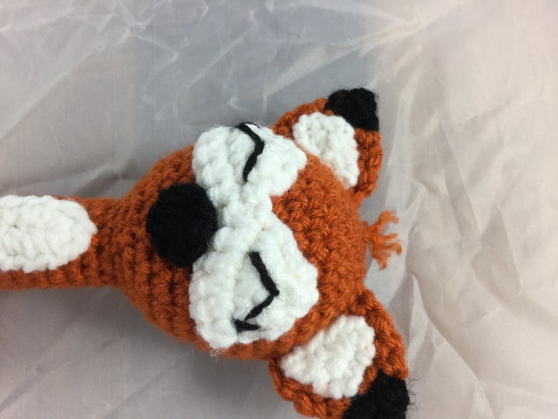 Red Fox double sided baby rattle crochet tutorial crochet fox toy amigurumi fox toy for kids crochet pattern instant download pdf image 4