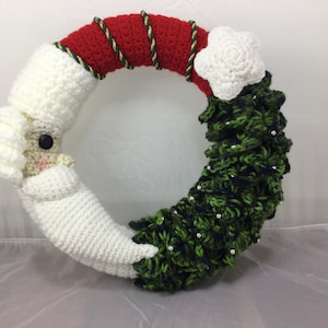 Crochet Santa and Christmas Tree Wreath Tutorial - Home Decor - Winter Wreath - Crochet pattern - Christmas Decor - instant download PDF