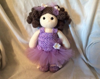 Crochet Ballerina Doll PATTERN , amigurumi doll pattern , doll in a tutu tutorial ,  Sweet Lavender and Daisy  PDF - instant download pdf