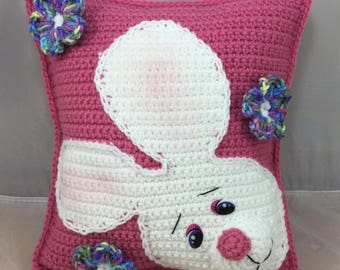 Easter Pillow crochet tutorial, instant download PDF, bunny pillow, spring pillow, Easter decor, nursery pillow, accent pillow