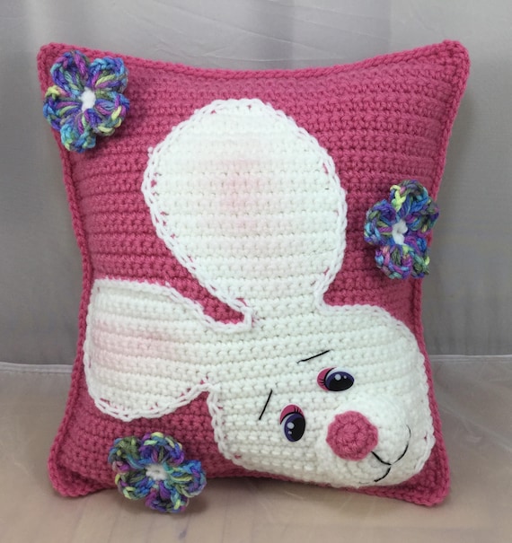 Easter Pillow crochet tutorial, instant download PDF, bunny pillow, spring pillow, Easter decor, nursery pillow, accent pillow