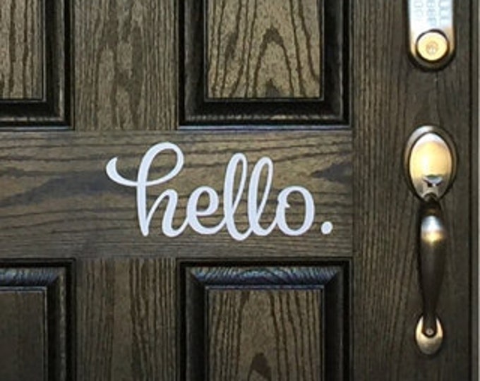 Hello Door Decal Hello Vinyl Decal Front Door Decal Hello Etsy