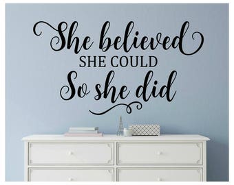 office wall decal corporate office she believed could decal so did girl wall quote teen bedroom nursery office wall decal etsy office wall decal corporate office she believed could decal so did girl wall quote teen bedroom nursery office wall decal etsy