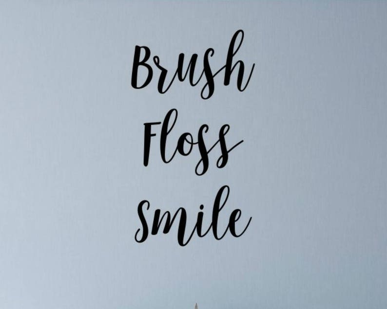 Brush Floss Smile Decal Bathroom Wall Decal Kids Bathroom Etsy