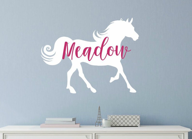 Horse Wall Decal Personalized With Name Boy Girl Bedroom Wall Decal Equestrian Cowboy Cowgirl Horse Vinyl For Kids Room Horse Nursery Decor