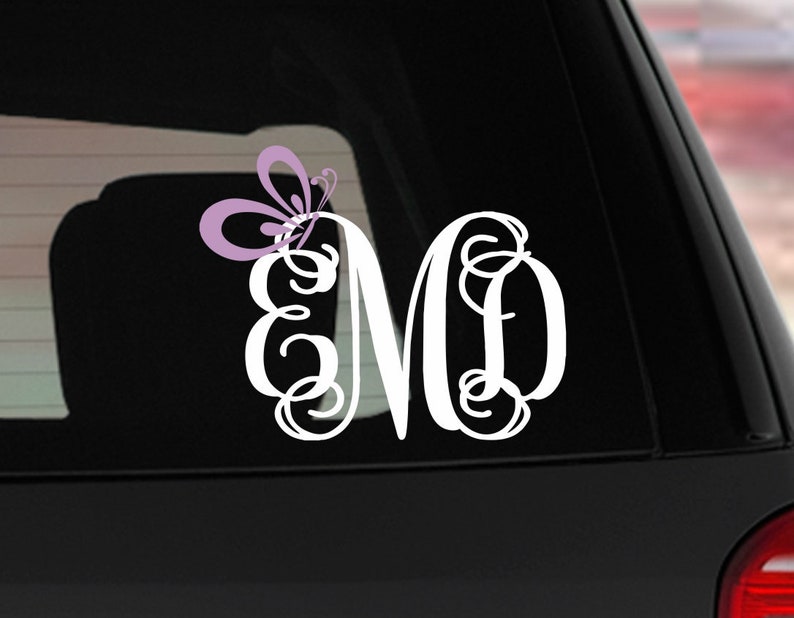 Monogram Car Decal Butterfly Car Decal Car Monogram Decal Car Etsy