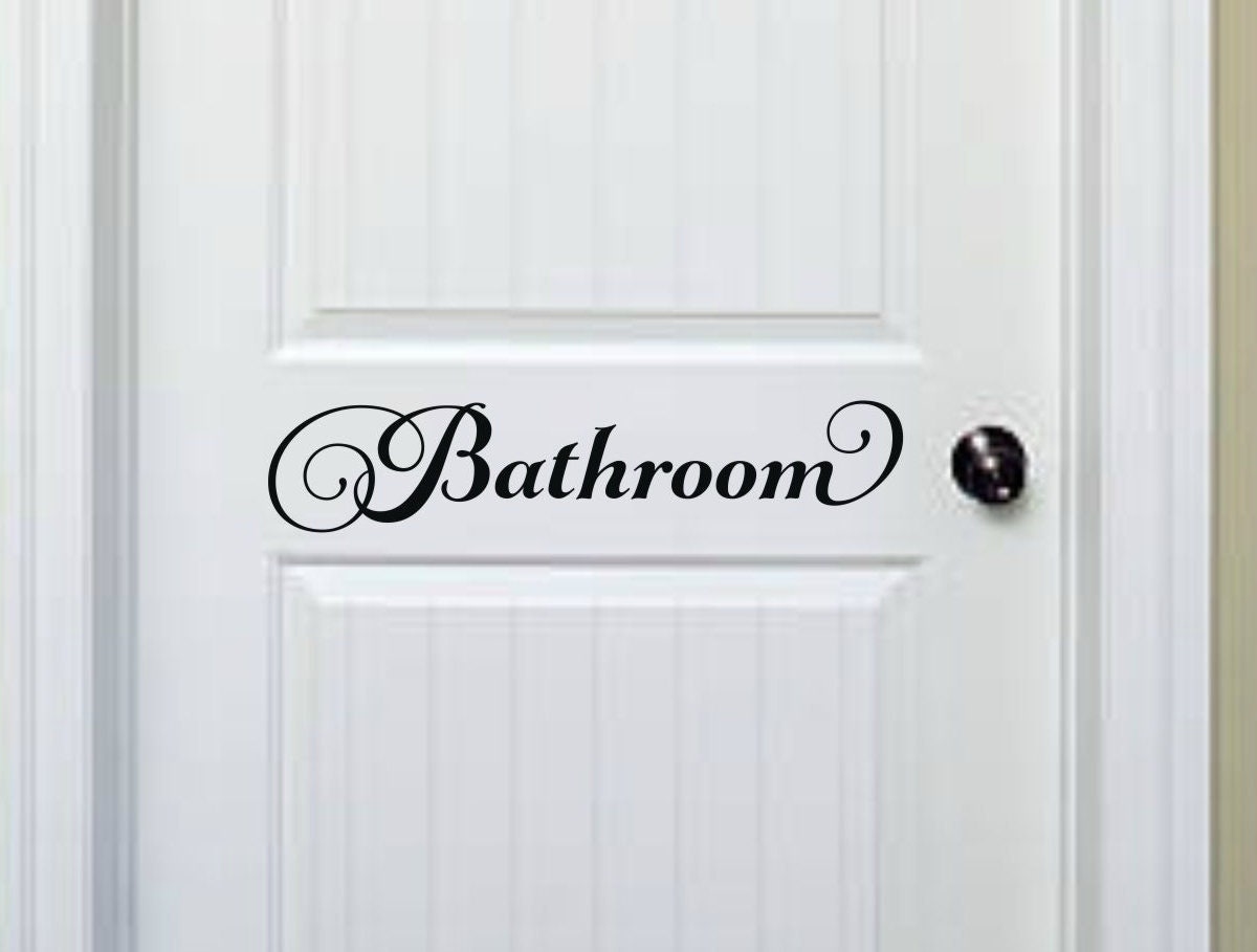Bathroom Door Decal Bathroom Vinyl Decal Bathroom Decal Etsy