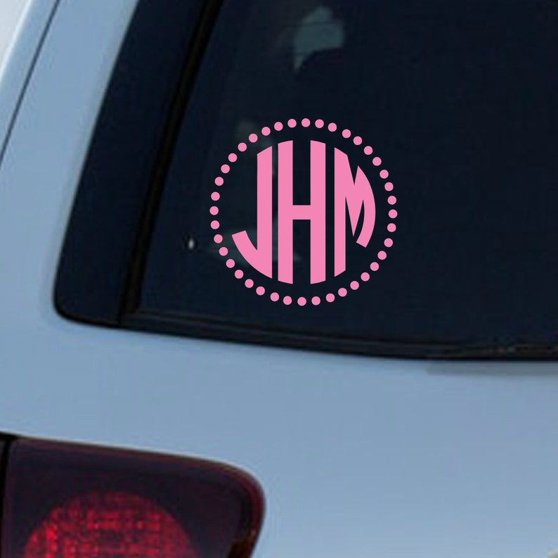Polka Dot Circle Monogram Car Decal Monogram Car Sticker Round Etsy