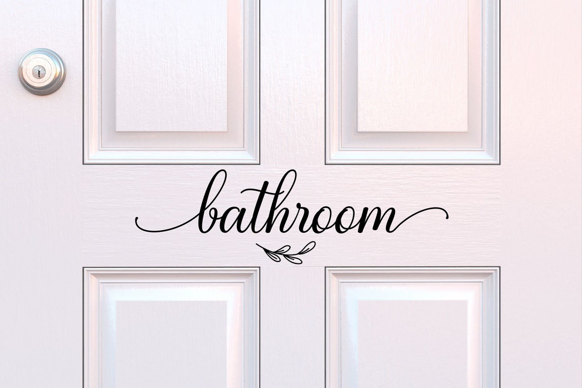 Bathroom Door Decal Bathroom Vinyl Decal Modern Bathroom Wall Etsy